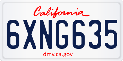 CA license plate 6XNG635