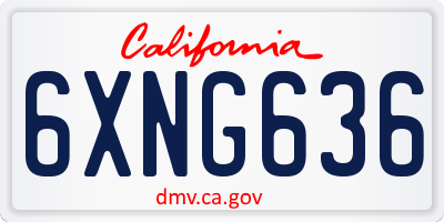 CA license plate 6XNG636