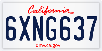 CA license plate 6XNG637