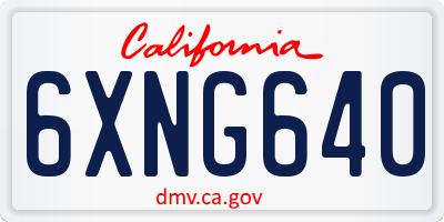 CA license plate 6XNG640