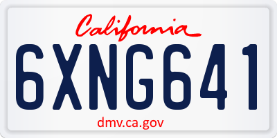 CA license plate 6XNG641