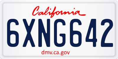 CA license plate 6XNG642