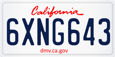 CA license plate 6XNG643