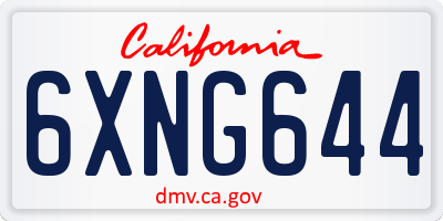 CA license plate 6XNG644