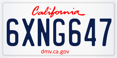 CA license plate 6XNG647