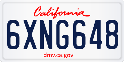 CA license plate 6XNG648