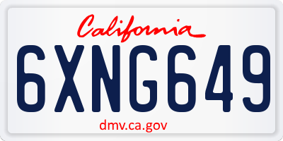 CA license plate 6XNG649