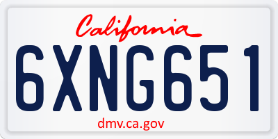 CA license plate 6XNG651