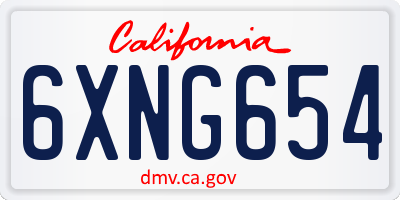 CA license plate 6XNG654