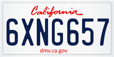 CA license plate 6XNG657