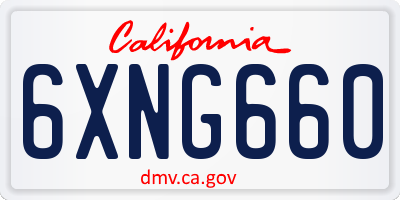 CA license plate 6XNG660