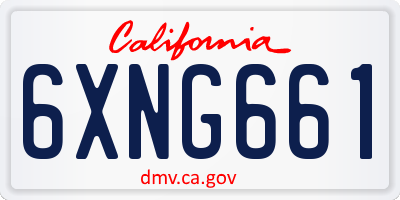 CA license plate 6XNG661