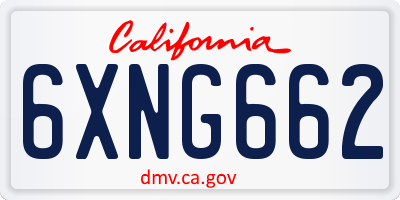 CA license plate 6XNG662