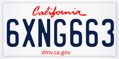 CA license plate 6XNG663