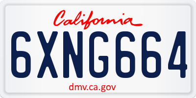 CA license plate 6XNG664