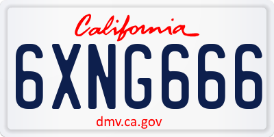 CA license plate 6XNG666