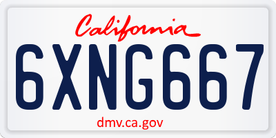 CA license plate 6XNG667