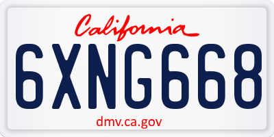 CA license plate 6XNG668