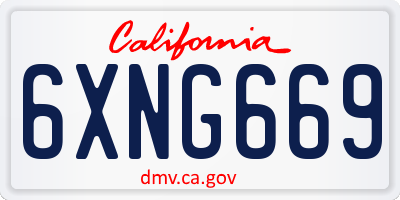 CA license plate 6XNG669