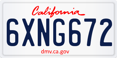 CA license plate 6XNG672