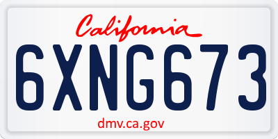 CA license plate 6XNG673