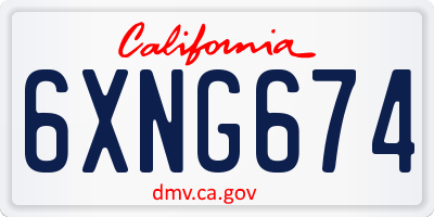 CA license plate 6XNG674