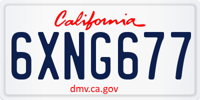 CA license plate 6XNG677