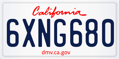 CA license plate 6XNG680