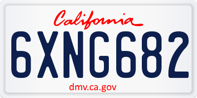 CA license plate 6XNG682