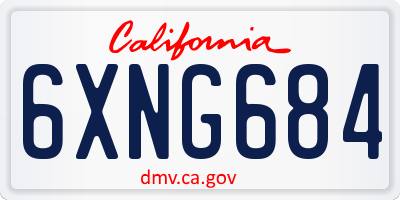 CA license plate 6XNG684