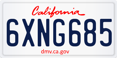 CA license plate 6XNG685