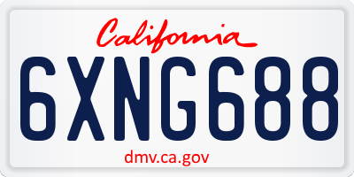 CA license plate 6XNG688