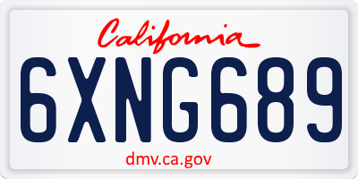 CA license plate 6XNG689