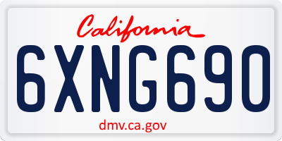 CA license plate 6XNG690