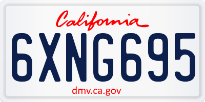 CA license plate 6XNG695