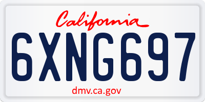 CA license plate 6XNG697