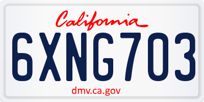 CA license plate 6XNG703