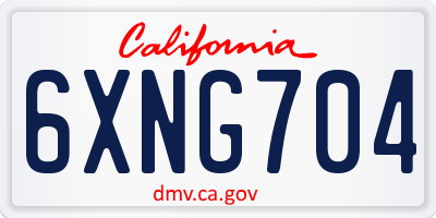 CA license plate 6XNG704