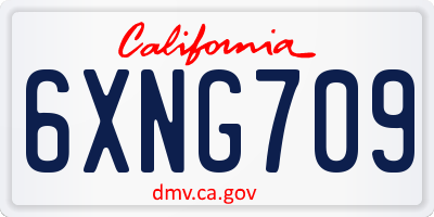 CA license plate 6XNG709