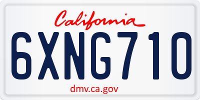CA license plate 6XNG710