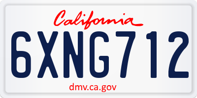 CA license plate 6XNG712