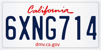 CA license plate 6XNG714