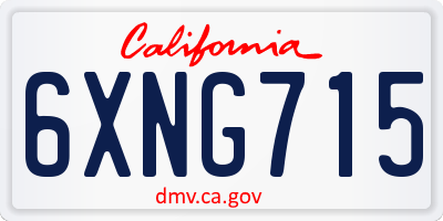 CA license plate 6XNG715