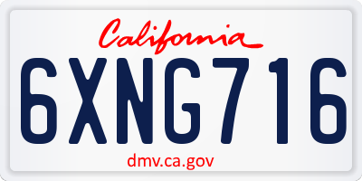 CA license plate 6XNG716