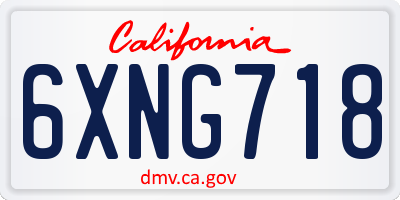 CA license plate 6XNG718
