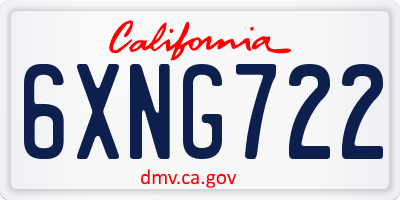 CA license plate 6XNG722