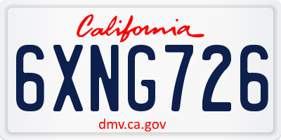 CA license plate 6XNG726