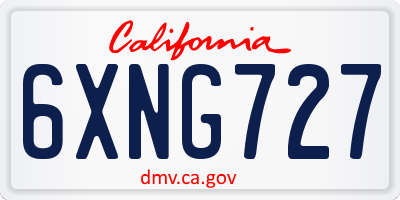 CA license plate 6XNG727