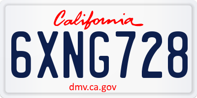 CA license plate 6XNG728