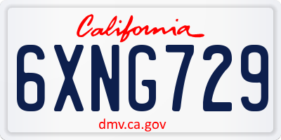 CA license plate 6XNG729